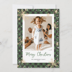 Green Buffalo Karierte Weihnachtskarten Funkelnd F Feiertagskarte