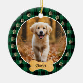 Green Buffalo Kariertes Muster Gold Pet Print Fami Keramik Ornament (Vorne)
