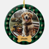 Green Buffalo Kariertes Muster Gold Pet Print Fami Keramik Ornament (Hinten)