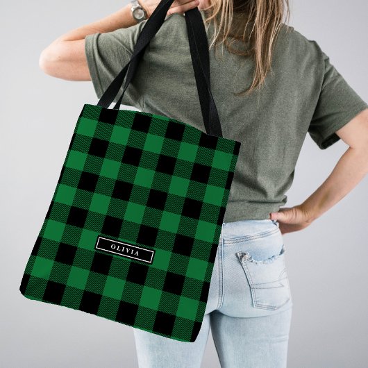 Green Buffalo Kariertes Muster Mit Monogramm Bride Tasche