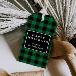 Green Buffalo Kariertes Muster Weihnachten Geschenkanhänger