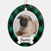 Green Buffalo Kariertes Puppy-Hund-Foto Keramikornament (Links)