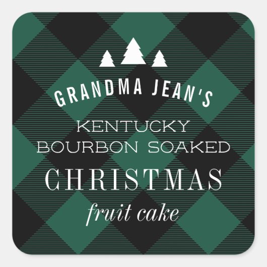 Green Buffalo Kariertes Weihnachtsbaumgeschenk Quadratischer Aufkleber (Vorderseite)