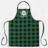 Green Buffalo Karo Antler Shield Rustikal Monogram Schürze (Vorderseite)