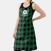 Green Buffalo Karo Antler Shield Rustikal Monogram Schürze (InSitu)