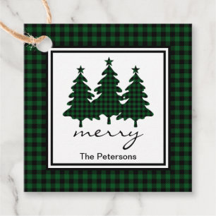 Green Buffalo Karo Pine Trees Geschenkanhänger