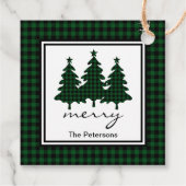 Green Buffalo Karo Pine Trees Geschenkanhänger (Rückseite)