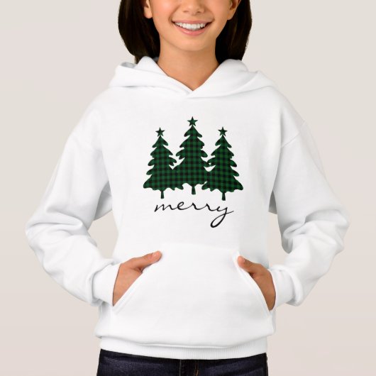 Green Buffalo Karo Pine Trees Hoodie (Vorderseite)
