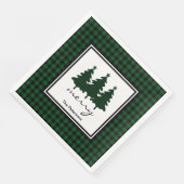 Green Buffalo Karo Pine Trees Personalisiert Serviette (Ecke)