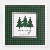 Green Buffalo Karo Pine Trees Personalisiert Serviette (Vorderseite)