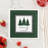 Green Buffalo Karo Pine Trees Personalisiert Serviette (Beispiel)