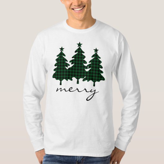 Green Buffalo Karo Pine Trees T-Shirt (Vorderseite)