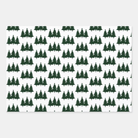 Green Buffalo Karo Pine Trees Weinroute Weihnachte Geschenkpapier Set (Vorderseite 2)