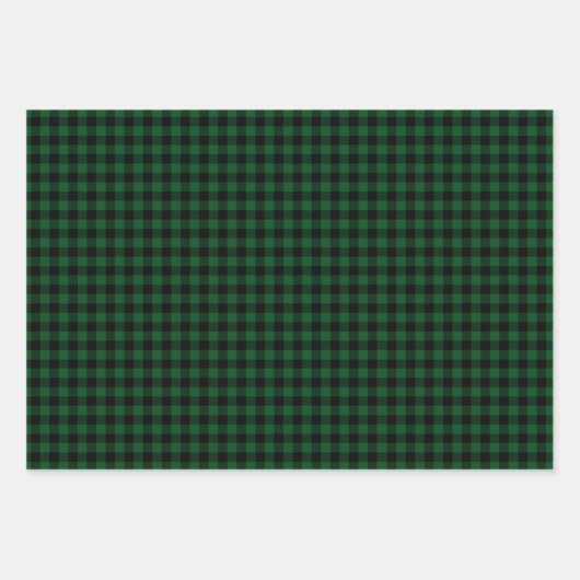 Green Buffalo Karo Pine Trees Weinroute Weihnachte Geschenkpapier Set (Vorderseite)