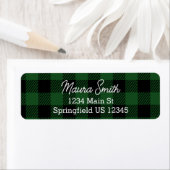 Green buffalo plaid winter return address (Insitu)