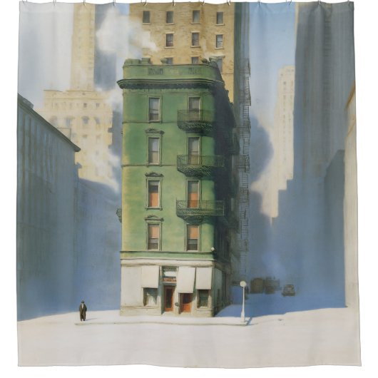 Green Building in New York Winter Duschvorhang (Vorderseite)