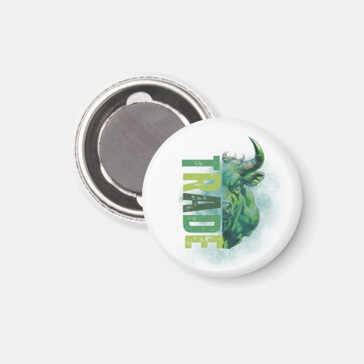 Green bull | Trade Design Magnet (Vorderseite/Rückseite)