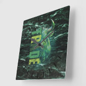 Green bull | Trade Design | Marble Quadratische Wanduhr (Winkel)