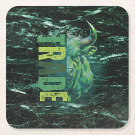 Green bull | Trade Design | Marble Rechteckiger Pappuntersetzer