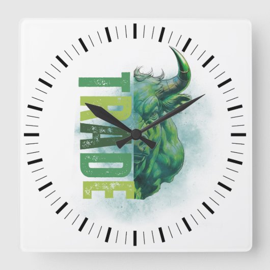 Green bull | Trade Design Quadratische Wanduhr (Vorderseite)