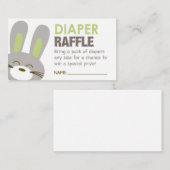 Green Bunny Diaper Raffle Ticket Begleitkarte (Vorne/Hinten)