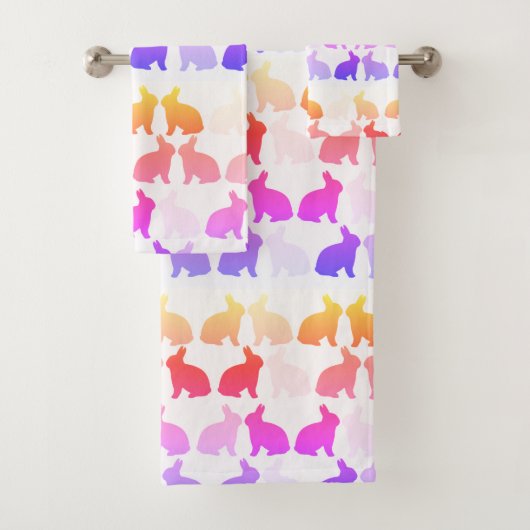 Green Bunny Oaster Spring Bunnies Rabbit Bath Towe Badhandtuch Set (Insitu)