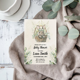 Green Bunny Rabbit Babydusche Einladung