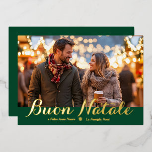Green Buon Natale e Felice Anno Nuovo Script Foto Folien Feiertagskarte