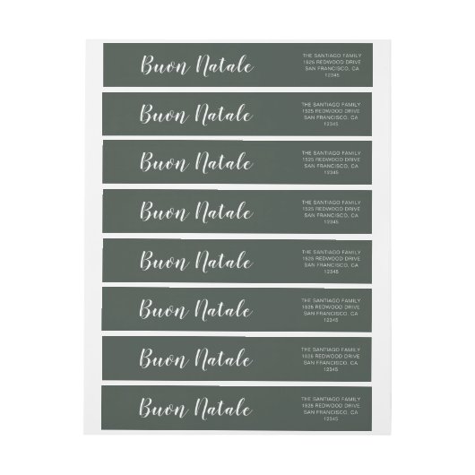 Green Buon Natale Rücksendeadresse (Bogen)