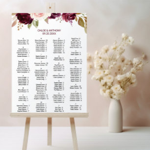 Green Burgundy Bloral Alphabeating Chart Poster
