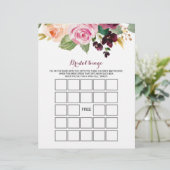 Green Burgundy Bridal Bingo, Brautparty Game (Stehend Vorderseite)