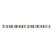 Green Burgundy Red Cream Stripes Christmas Ripsband (Vorderseite)