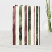 Green Burgundy Red Cream Stripes Weihnachten Karte (Rückseite)