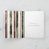 Green Burgundy Red Cream Stripes Weihnachten Karte (Innenseite)