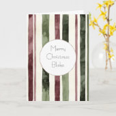 Green Burgundy Red Cream Stripes Weihnachten Karte (Gelbe Blume)