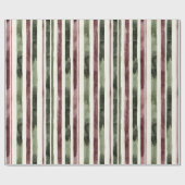 Green Burgundy Stripes Weihnachten Geschenkpapier (Flach)