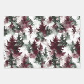Green Burgundy Stripes Weihnachten Geschenkpapier Set (Vorderseite 3)