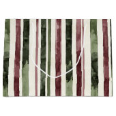 Green Burgundy Stripes Weihnachten Große Geschenktüte (Vorderseite)