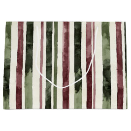 Green Burgundy Stripes Weihnachten Große Geschenktüte