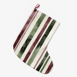 Green Burgundy Stripes Weihnachten Großer Weihnachtsstrumpf