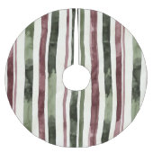 Green Burgundy Stripes Weihnachten Polyester Weihnachtsbaumdecke (Vorderseite)