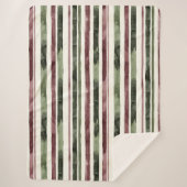 Green Burgundy Stripes Weihnachten Sherpadecke (Vorderseite)