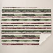 Green Burgundy Stripes Weihnachten Sherpadecke (Vorderseite (Horizontal))