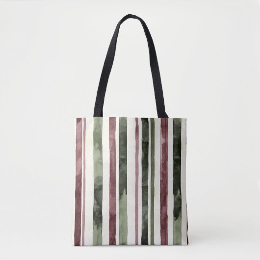 Green Burgundy Stripes Weihnachten Tasche (Vorderseite)