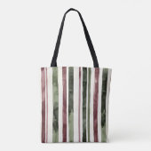 Green Burgundy Stripes Weihnachten Tasche (Rückseite)