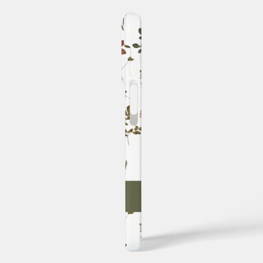 Green Burgundy Wildflower Monogram Name Case-Mate iPhone Hülle (Rückseite / Links)