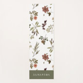 Green Burgundy Wildflower Monogram Name Yogamatte (Vorderseite)