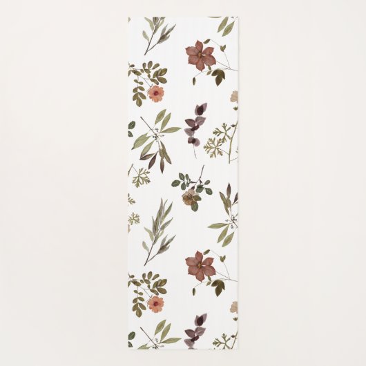 Green Burgundy Wildflower Monogram Name Yogamatte (Rückseite)