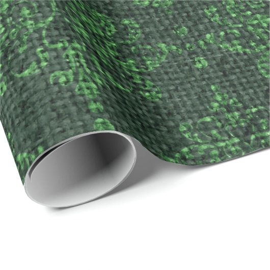 Green Burlap Damask Geschenkpapier (Rolleneckpunkt)