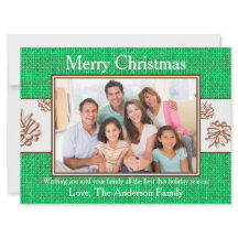 Green Burlap Pinecones Foto - 6x8 Weihnachtskarte